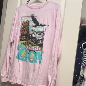 Explore Zion Kids Pink Long Sleeve Shirt
